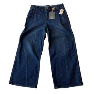 Democracy Ab Solution Skyrise Tulip Hem Wide Leg Jeans 10 PETITE Blue NWT